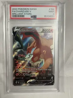 2022 POKEMON SWORD & SHIELD BRILLIANT STARS #154 ALT ART/CHARIZARD V PSA 9 - Image 3