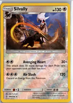 Silvally 184/236 Holo Rare Unified Minds Pokemon Reverse Holo Lightly Played - Image 1