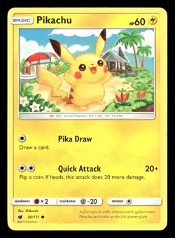 Pikachu 30/111 Crimson Invasion LP Pokemon - Image 1