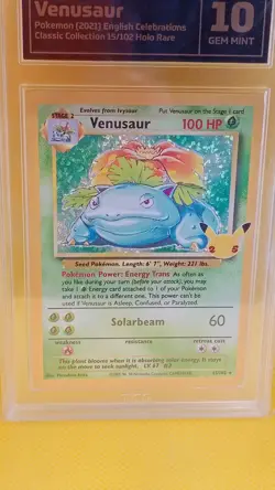 Pokemon Graded Card Celebrations Venusaur 15/102 Holo Foil 2021 Gem Mint TCG 10 - Image 2