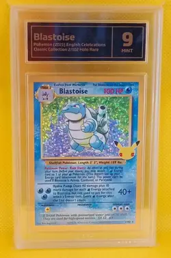 Pokemon Graded Card Celebrations Shining Blastoise 2/102 Holo Foil Mint TCG 9 - Image 1
