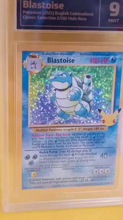 Pokemon Graded Card Celebrations Shining Blastoise 2/102 Holo Foil Mint TCG 9 - Image 2