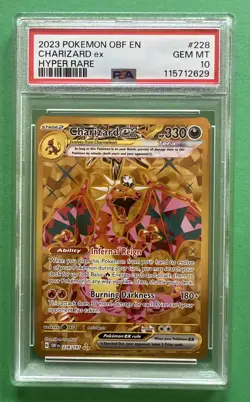 2023 Pokemon Obsidian Flames Charizard Ex #228 GEM MT PSA 10 Hyper Rare Gold - Image 1