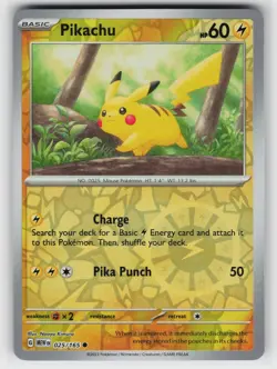 Pikachu 025 Reverse Holo 165 C 151 NM Pokemon - Image 1