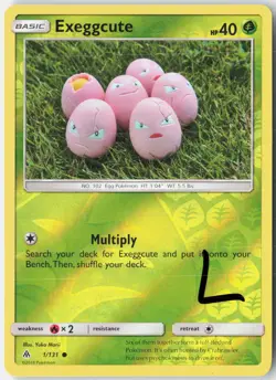 Exeggcute 1/131 Common Forbidden Light Pokemon Reverse Holo Lightly Played - Image 1