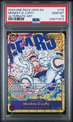 Monkey D. Luffy PSA 10 One Piece OP05-119 Gear 5 Alternate Art English Card 2023 - Image 1