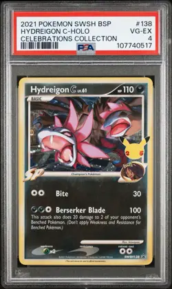 2021 POKEMON SWSH BLACK STAR PROMO CELEBRATIONS COLL #138 HYDREIGON C-HOLO PSA 4 - Image 1