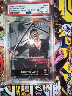 2023 One Piece Roronoa Zoro OP01-001 25th Ann. Premium Card Collection PSA 10 - Image 1