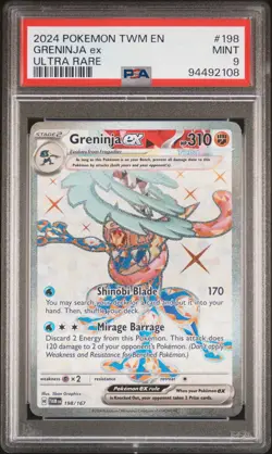 2024 Pokemon Greninja EX PSA 9 Twilight Masquerade Ultra Rare 198/167 Holo - Image 1