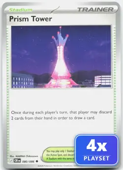 Playset of 4 Prism Tower 080/086 Uncommon Chaos Rising Pokemon Near Mint - Image 1