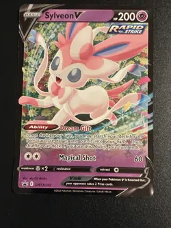 Pokemon TCG Sylveon v SWSH202 Black Star Promo Card NM Condition - Image 1