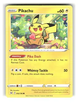 Pikachu 052/196 Common Lost Origin Pokemon Lightly Played - Image 1