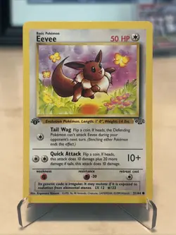 Pokemon TCG Eevee Jungle Card 51/64 Regular Common 1st Edition - Image 1