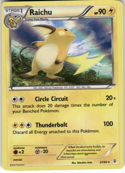 Off Center Raichu 27/83 Holo Rare Generations Pokemon Lightly Played - Image 1