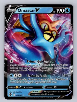 Omastar V 035/195 Holo V Rare Silver Tempest Pokemon Holo Near Mint - Image 1