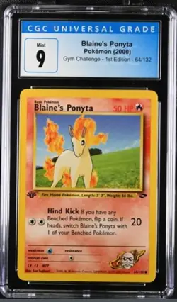2000 Pokemon Blaine's Ponyta Gym Challenge 1st Edition CGC 9 64/132 - Image 1