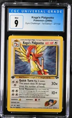 2000 Pokemon Koga's Pidgeotto Gym Challenge 1st Edition CGC 9 27/132 - Image 1