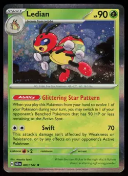 Ledian 3/142 Rare Stellar Crown Pokemon Holo Near Mint - Image 1