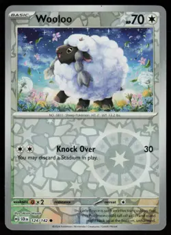 Wooloo 124/142 Common Stellar Crown Pokemon Reverse Holo Near Mint - Image 1