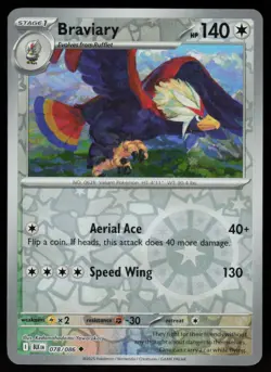 Braviary 078/086 Uncommon Black Bolt Pokemon Reverse Holo Near Mint - Image 1