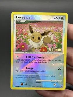 Pokemon TCG Eevee Reverse Holo Rare Burger King Stamp Platinum 62/100 Damaged - Image 1