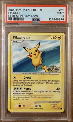 2009 Pokemon Day Pikachu POP Series 9 #15 PSA 9 Mint Promo Pokemon Card - Image 1