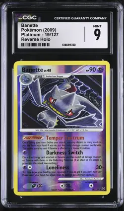 CGC 9 MINT Banette 19/127 Platinum Reverse Holo Pokemon Card - Image 1