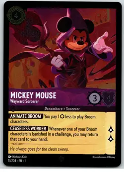 51 Mickey Mouse - Wayward Sorcerer - COLD FOIL 2023 Disney Lorcana First Chapter - Image 1