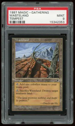 1997 MTG Magic the Gathering Card Tempest Wasteland PSA 9 - Image 1