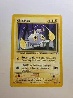 Pokemon Neo Genesis CHINCHOU 55/111 Card Vintage Vtg NM Pokemon TCG WOTC Common - Image 1