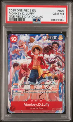 One Piece Monkey D. Luffy Promo ST10-006 One Piece Day Dallas PSA 10 Gem Mint - Image 1