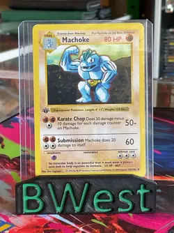 Machoke 1st Edition HP 34 Base Set Non Holo Rare WOTC Wizards Pokemon TCG Card - Image 1