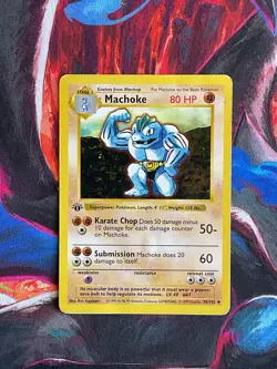 Machoke 1st Edition HP 34 Base Set Non Holo Rare WOTC Wizards Pokemon TCG Card - Image 2