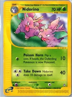 Pokemon Card - Nidorino Aquapolis 55/147 Uncommon - Vintage HP - Image 1