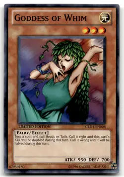 Goddess of Whim GLD4-EN008 Limited Common Yu-Gi-Oh TCG MP - Image 1