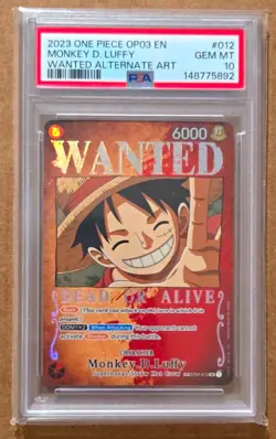 One Piece Monkey D. Luffy Wanted Poster Alt Art Foil PSA 10 - OP03 #012 - Image 1