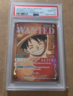 One Piece Monkey D. Luffy Wanted Poster Alt Art Foil PSA 10 - OP03 #012 - Image 2