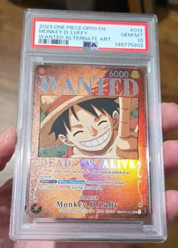 One Piece Monkey D. Luffy Wanted Poster Alt Art Foil PSA 10 - OP03 #012 - Image 5