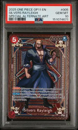2025 ONE PIECE OP11-A FIST OF DIVINE SPEED #005 SILVERS RAYLEIGH PSA 10 - Image 1