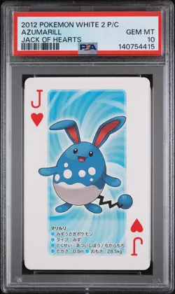 AZUMARILL Jack of Hearts Pokemon White 2 Playing Cards PSA 10 Pokemon - Image 1