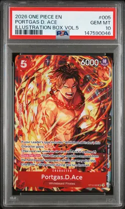 PORTGAS D. ACE 005 ILLUSTRATION BOX VOL.5 ONE PIECE PROMO ONE PIECE PSA 10 - Image 1