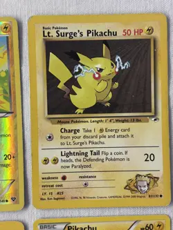 Vintage Pikachu 9 Card Lot - Pokemon Base Set/2, Gym Heroes, Evolving Skies, XY - Image 4