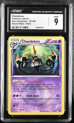 CGC 9 MINT Chandelure 101/99 Next Destinies Secret Rare Holo Pokemon Card - Image 1