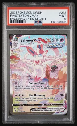 PSA 9 Pokemon TCG Sylveon Vmax SWSH07: Evolving Skies 212/203 Secret Rare MINT - Image 1