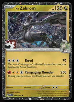 Pokemon TCG N's Zekrom 155/217 Prize Pack Series 9 Cosmo Holo Pack Fresh - NM - Image 1
