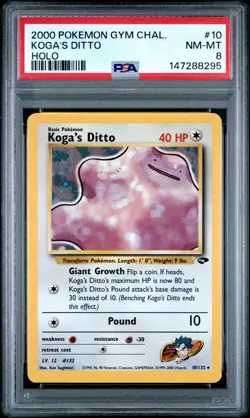 2000 POKEMON GYM CHALLENGE HOLO #10 KOGA'S DITTO PSA 8 - Image 1