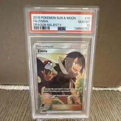 The Pokemon Company Zinnia 70/70 Dragon Majesty EN Holo Full Art PSA 10 2018 - Image 1