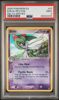 2005 POKEMON EX DELTA SPECIES #47 KIRLIA-REVERSE FOIL PSA 9 - Image 1