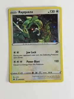 Pokemon TCG Promo SWSH029 Holographic Rayquaza w Swirl Near Mint - Image 1