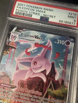 2021 POKEMON SWORD&SHIELD FUSION STRIKE #270 FA/ESPEON VMAX -SECRET PSA 9 - Image 2